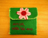 Bolsa verde para o espelho