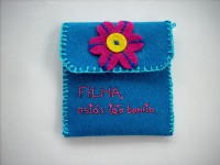 Bolsa azul para o espelho